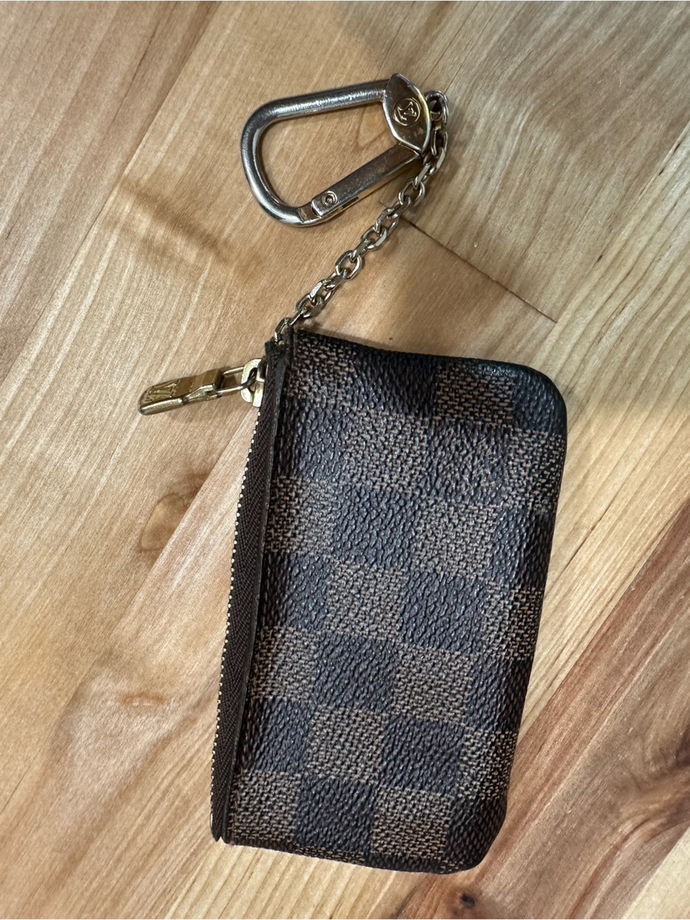Louis Vuitton Damier Ebene Key Pouch with Gold Hardware